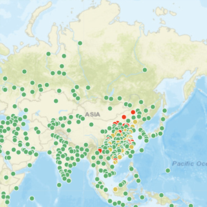 Map of airports in Asia